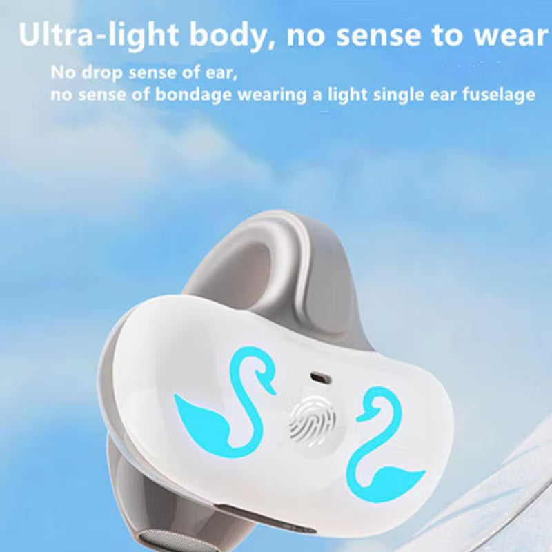 Clip on Ear Buds 5.3 Gym Headphones Ear Clip Bone Conduction Headphones 10 Hours Music Playtime Open Ear Design Headphones