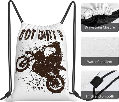 Got Dirt Bike Motorcross Racing Print Drawstring Backpack,Sackpack String Bag Cinch Water Resistant Nylon Beach Bag for Gym Shopping Sport Yoga