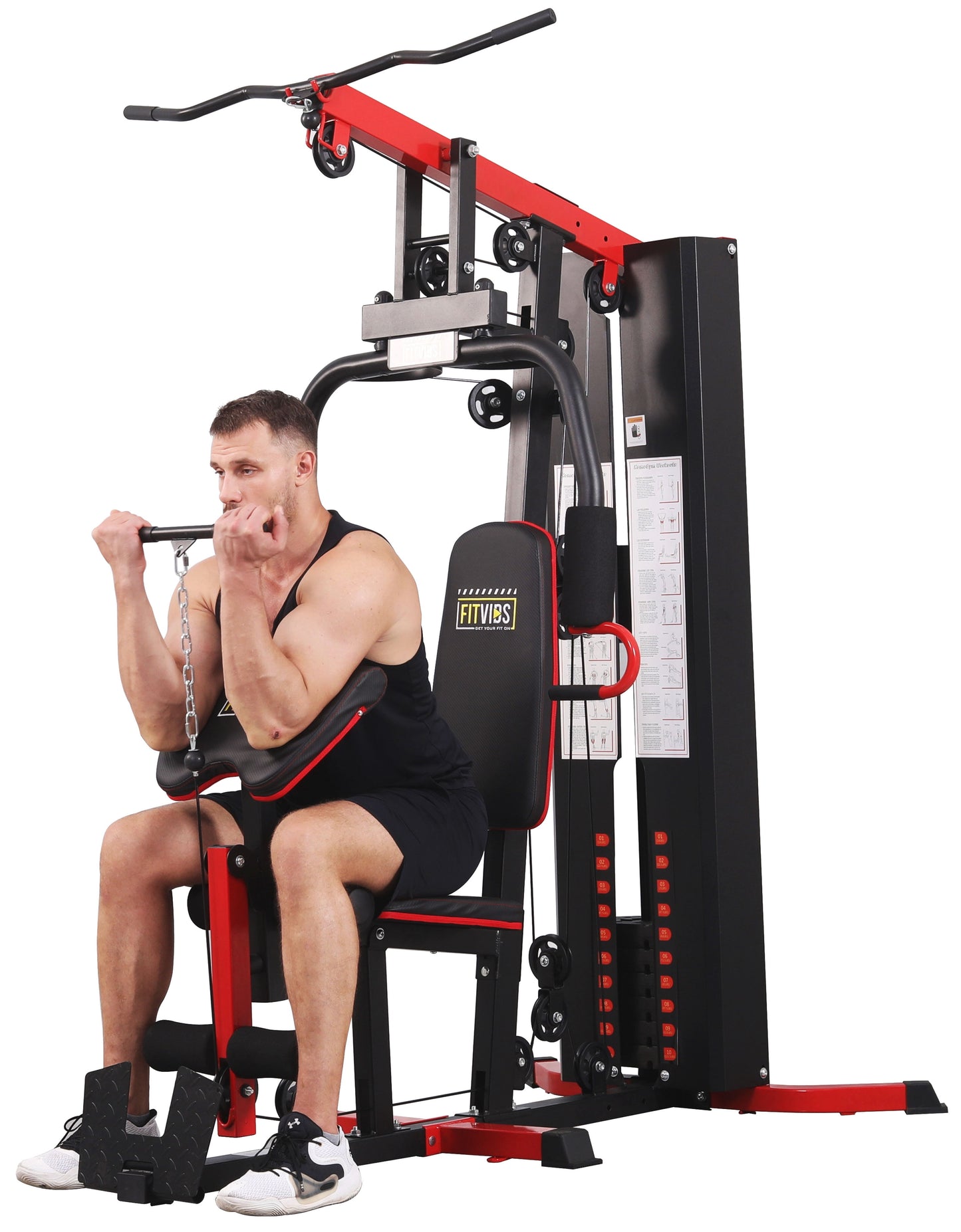 LX750 Multifunctional Full Home Gym System Workout Station with 122.5 Lbs Weight Stack, One Station, Comes with Installation Instruction Video, Ships in 5 Boxes