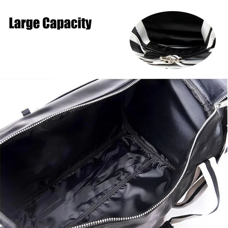 Top Outdoor PU Leather Men'S Sports Gym Bags Classic Travel Handbag Fitness Training Shoulder Bags with Independent Shoes Pocket