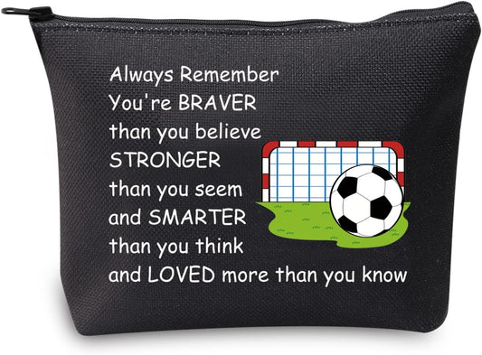 Soccer Gifts for Him Soccer Ball Zipper Pouch Soccer Bag Cosmetics Makeup Soccer Player Gift Soccer Team Gift for Football Lover Travel Bag Organizer Case (Soccer Bag Zipper Pouch Black) …