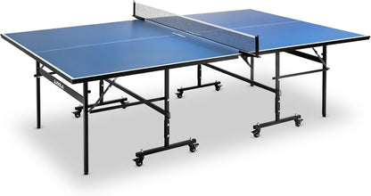 inside Professional MDF Indoor Ping Pong Table with Quick Clamp Table Tennis Net and Post Set - 10 Minute Easy Assembly - Tournament Quality - Foldable with Single Player Playback Mode