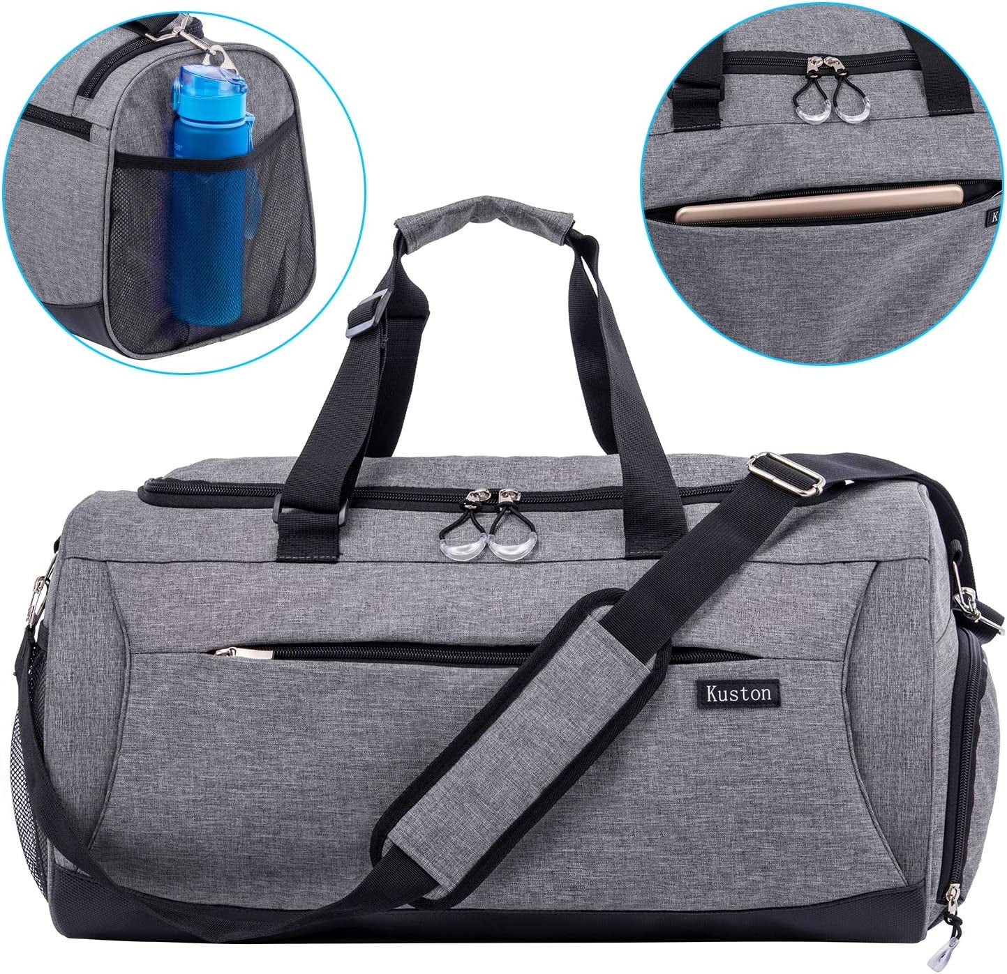 Sports Gym Bag with Shoes Compartment &Wet Pocket Gym Duffel Bag Overnight Bag for Men and Women