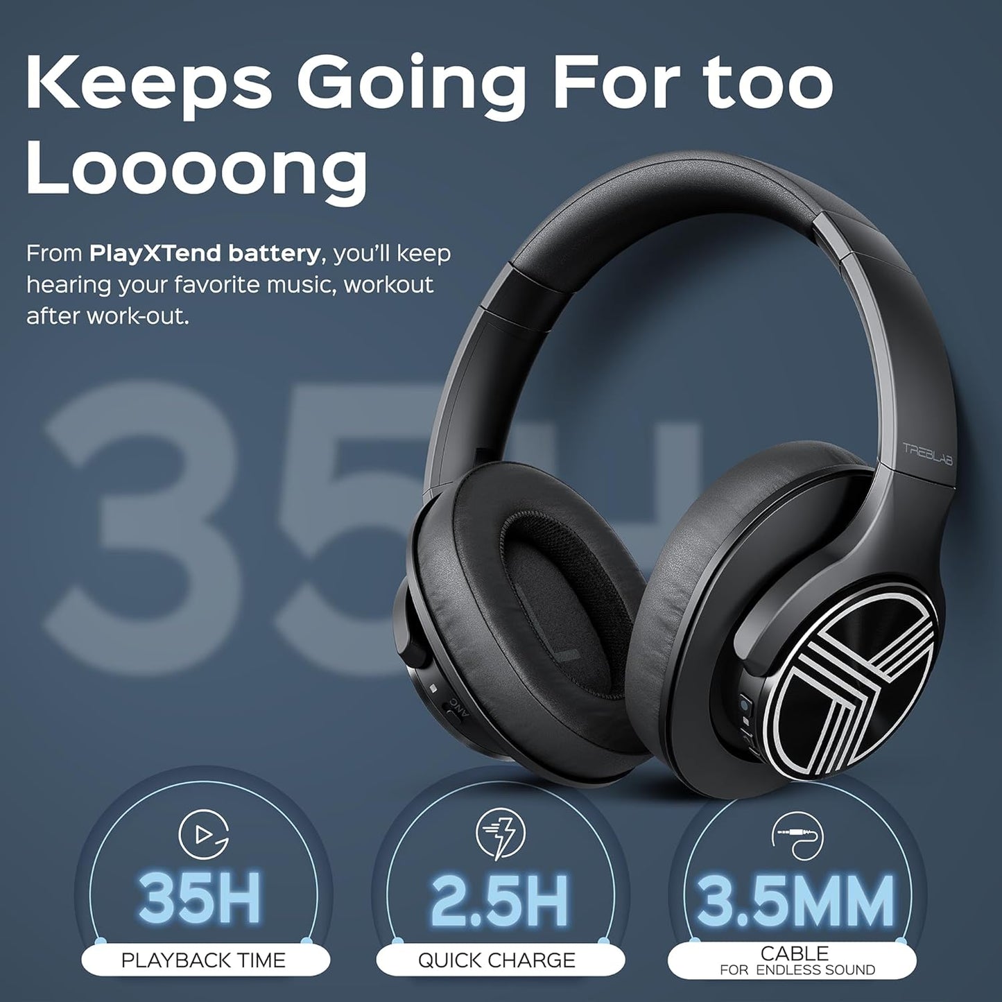 Z2 Active Noise Cancelling Workout Headphones - Signature-Hd Sound, Deep Bass, 35H Battery, Comfortable, Foldable over Ear Bluetooth Headphones Wireless. for Gym, Sport, Travel. Mic for Calls