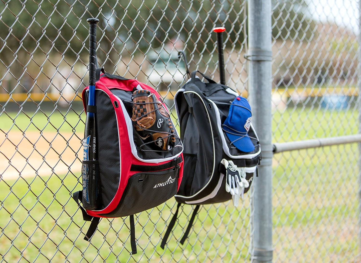 Baseball Bat Bag - Backpack for Baseball, T-Ball & Softball Equipment & Gear for Youth and Adults | Holds Bat, Helmet, Glove, & Shoes |Shoe Compartment & Fence Hook