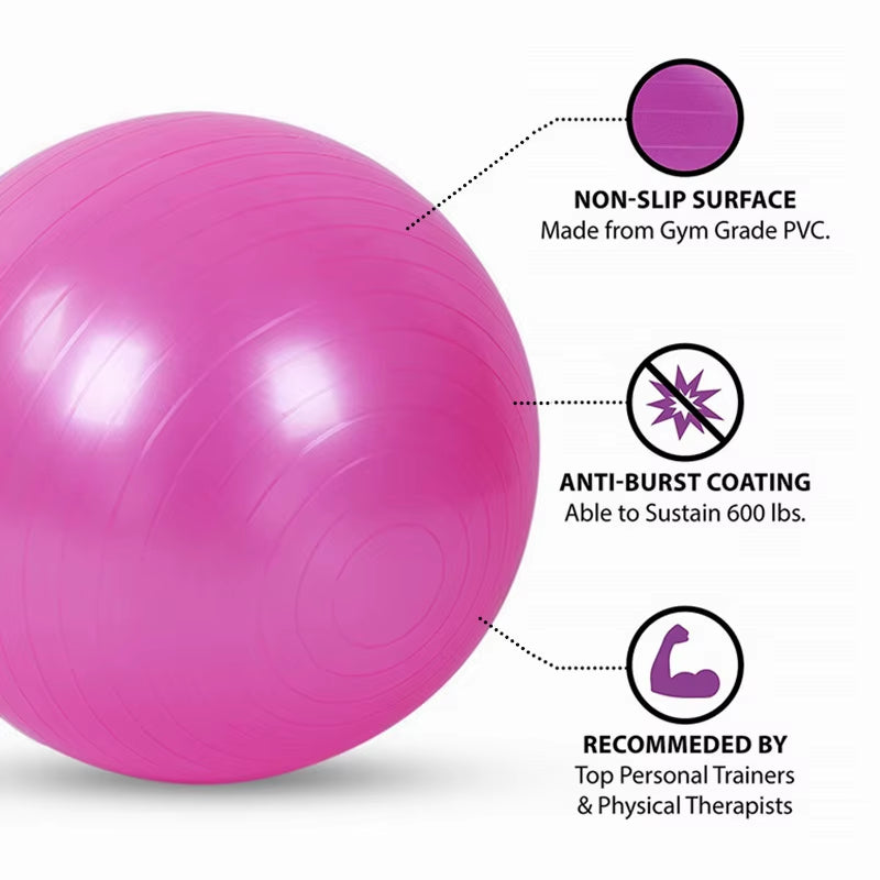 New PVC Fitness Balls Yoga Ball Thickened Explosion-Proof Exercise Home Gym Pilates Equipment Balance Ball 45Cm/55Cm/65Cm/75Cm