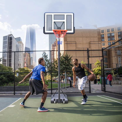 44" Portable Basketball Hoop System, 4.4-10 Ft Height Adjustable Basketball Goal System with Wheels and Shatterproof Backboard and Large Base for Adults Kids Outdoor Indoor Court