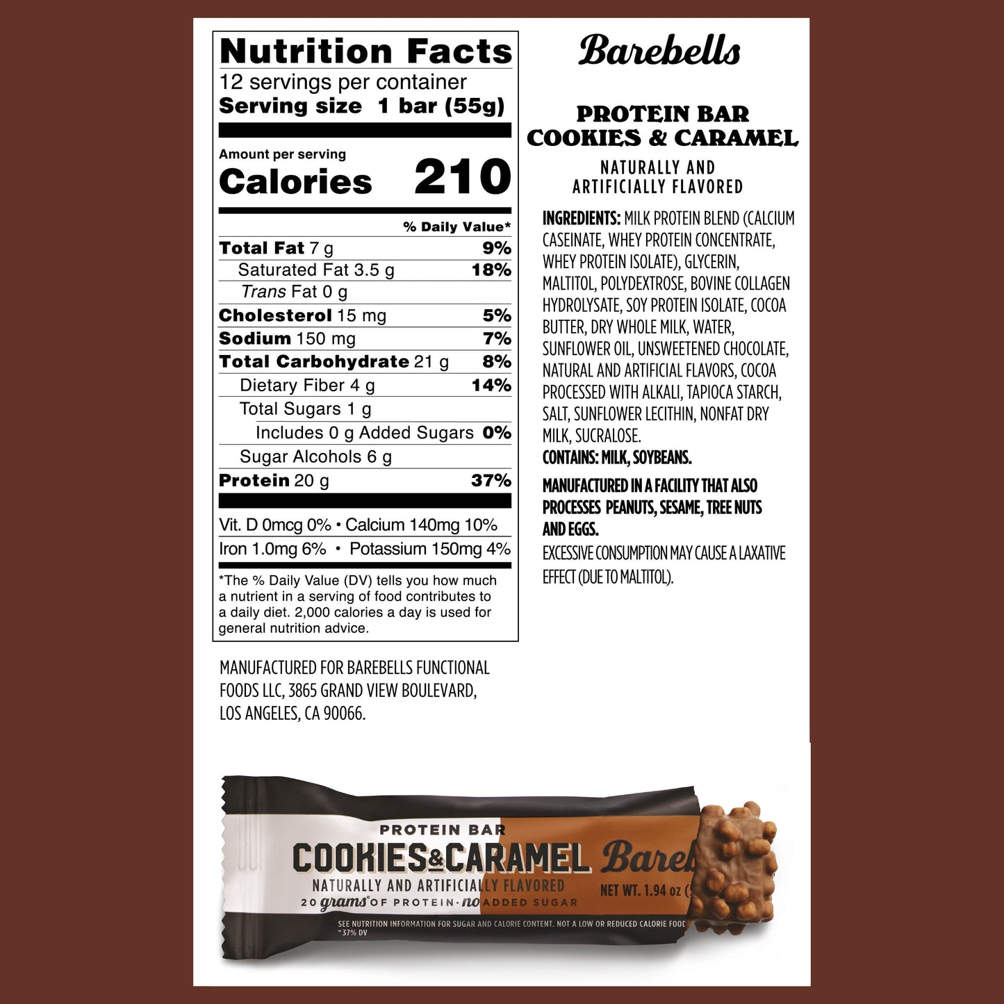 Protein Bars with 20G High Protein, 1.9Oz Bars, Cookies & Caramel - 12 Count