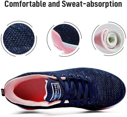 Womens Walking Shoes Lightweight Running Shoes Women’S Tennis Shoes Non Slip Air Shoes Breathable Mesh Air Cushion Sneakers for Gym Workout Sports