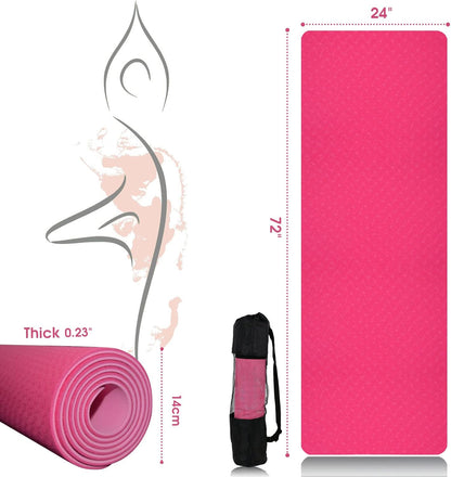 Yoga Mat, Non-Slip Thick Yoga Mats for Women, Kids Yoga Mat with Bag, Soft Yoga Mats for Body Recovery/Pilates Class/Physical Exercising Physical Therapy (Pink)