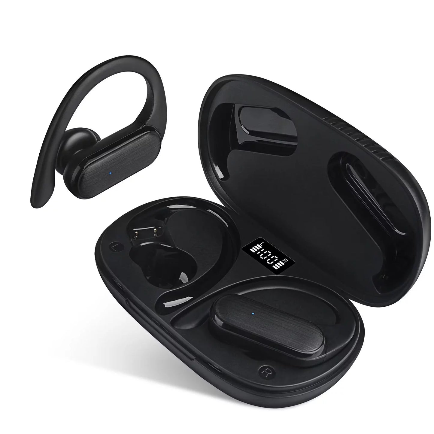 Bluetooth 5.3 IPX7 Noise Cancelling Wireless Earbuds with 45H Playtime, Black