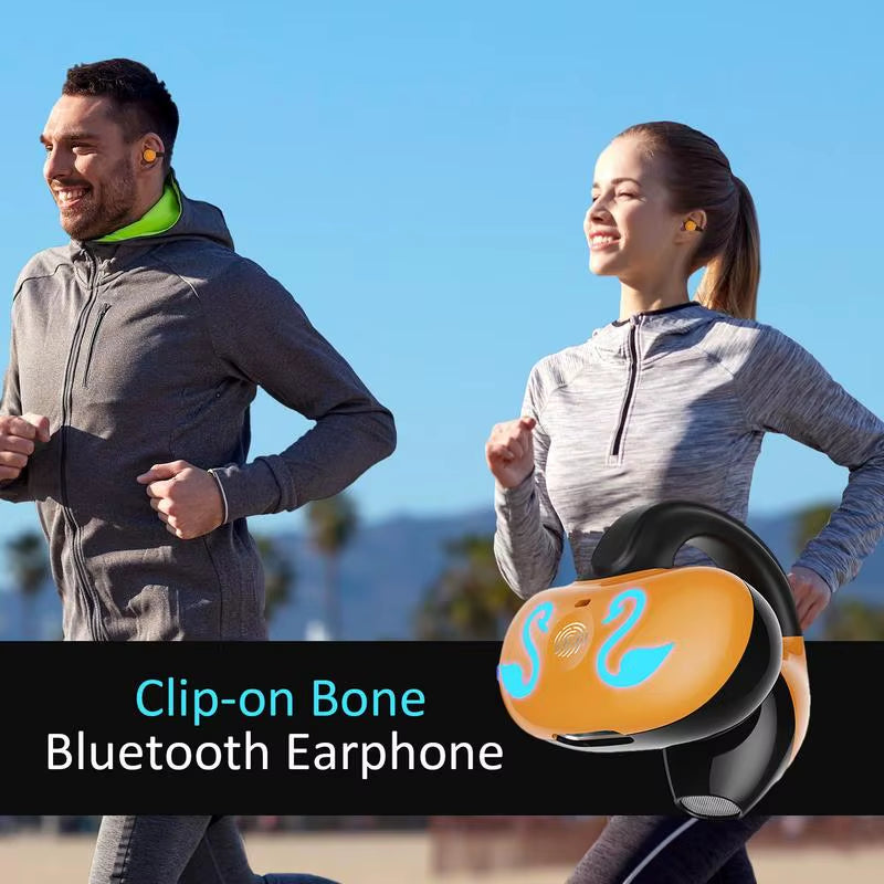 Clip on Ear Buds 5.3 Gym Headphones Ear Clip Bone Conduction Headphones 10 Hours Music Playtime Open Ear Design Headphones