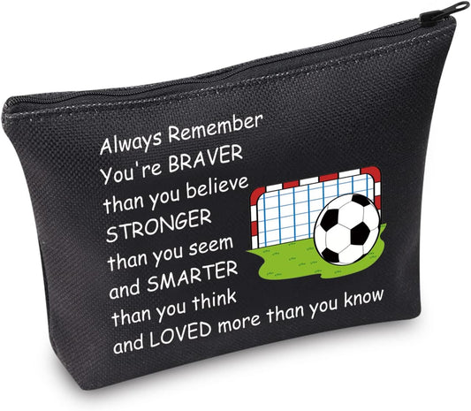 Soccer Gifts for Him Soccer Ball Zipper Pouch Soccer Bag Cosmetics Makeup Soccer Player Gift Soccer Team Gift for Football Lover Travel Bag Organizer Case (Soccer Bag Zipper Pouch Black) …