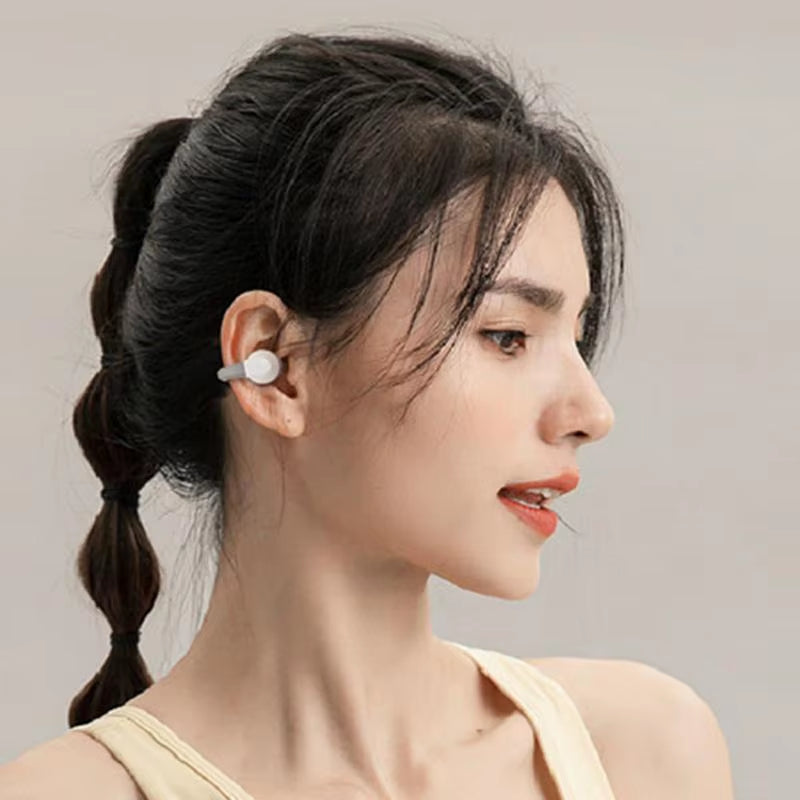 Clip on Ear Buds 5.3 Gym Headphones Ear Clip Bone Conduction Headphones 10 Hours Music Playtime Open Ear Design Headphones