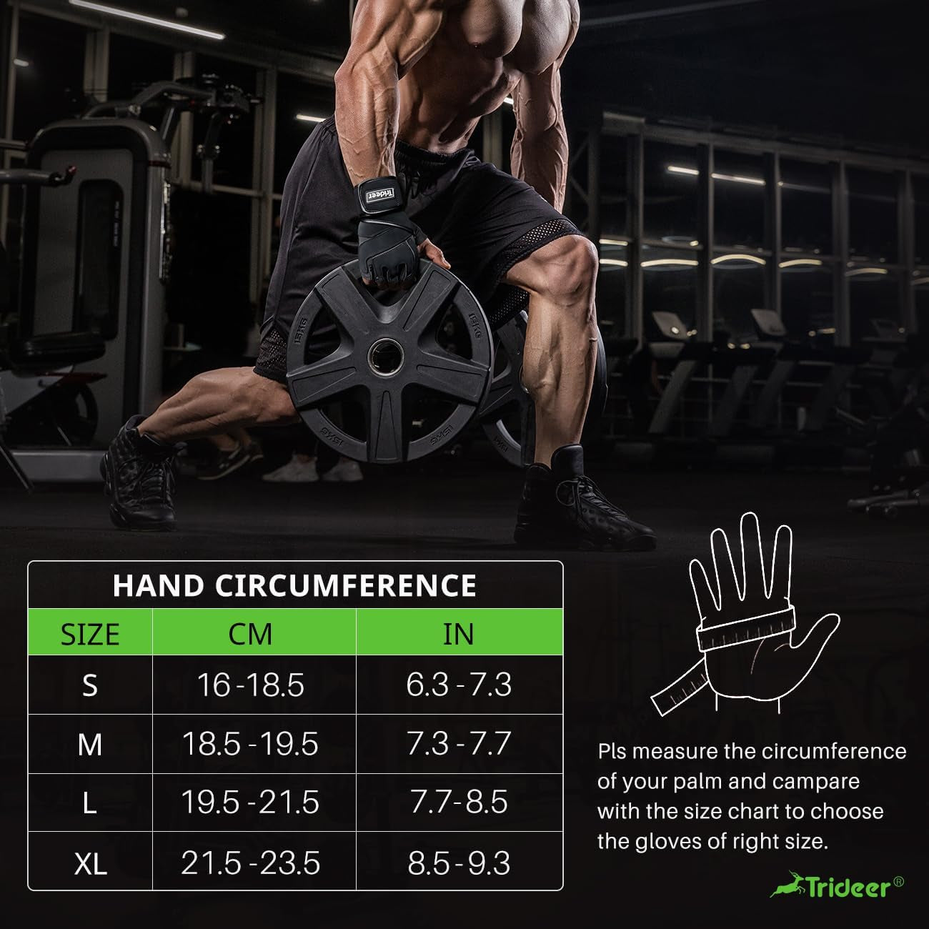 Padded Workout Gloves for Men - Gym Weight Lifting Gloves with Wrist Wrap Support, Full Palm Protection & Extra Grips for Weightlifting, Exercise, Cross Training, Fitness, Pull-Up