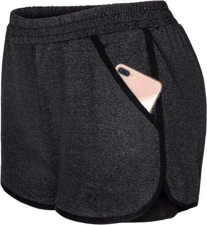 Womens 2 In1 Running Athletic Workout Yoga Shorts with Pockets S-XXXL