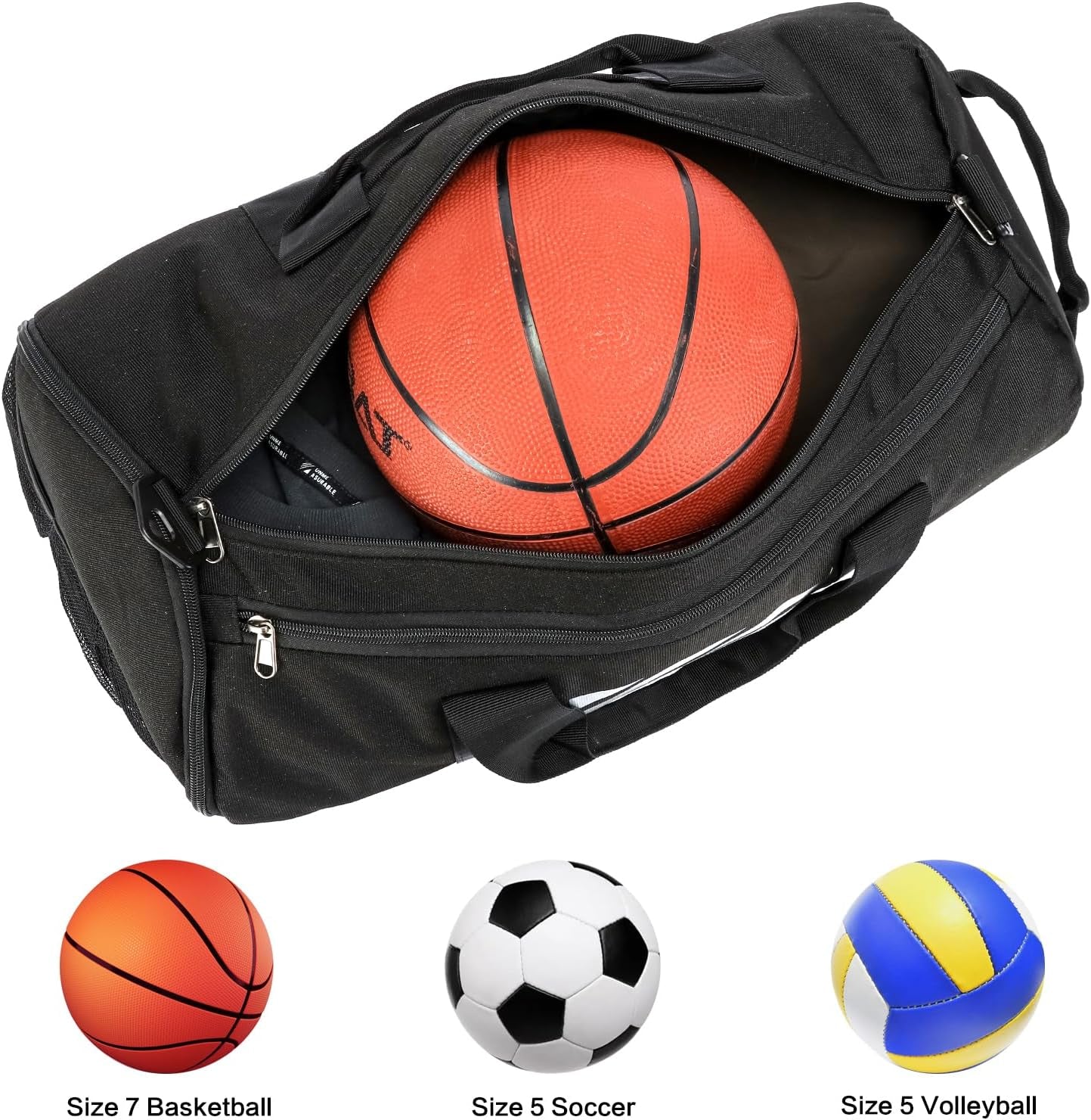 Basketball Gym Bags for Men Women Small Travel Duffle Bag Wet Pocket & Shoes Compartment Overnight Weekender Duffel Bag Sports Gym Tote Bag Man 40L, Black