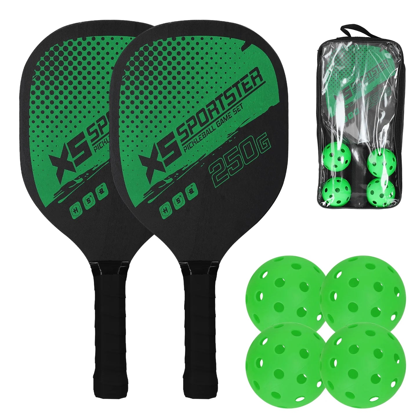 Pickleball Rackets Set Pickleball Paddle Set of 2 Rackets and 4 Pickleballs Balls Pickle-Ball Racquet with Balls Sports Accessory