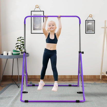 Kids Gymnastics Bars Equipment for Home, Junior Expandable Horizontal Monkey Bar(Purple)