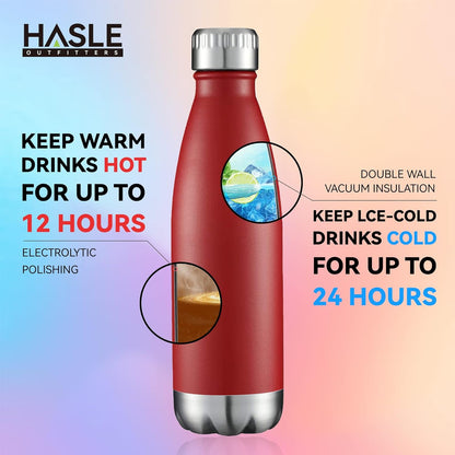 17Oz Stainless Steel Water Bottles Bulk, Vacuum Insulated Water Bottles Double Walled Powder Coated Reusable Metal Sports Water Bottles Keep Drinks Hot and Cold, Red, 4Packs