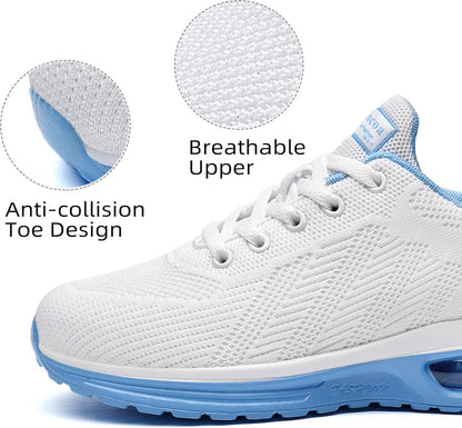 Womens Walking Shoes Lightweight Running Shoes Women’S Tennis Shoes Non Slip Air Shoes Breathable Mesh Air Cushion Sneakers for Gym Workout Sports