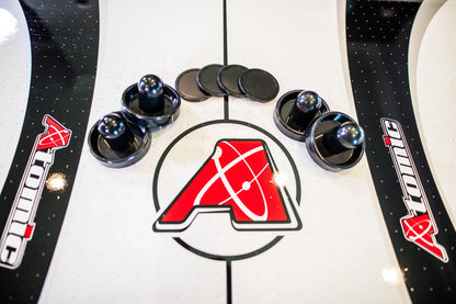 Blazer 7' Air Hockey Table with Heavy-Duty Blower, Electronic Scoring, Leg Levelers, and Overhang Rail