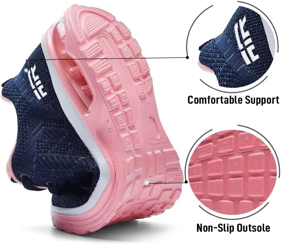 Womens Walking Shoes Lightweight Running Shoes Women’S Tennis Shoes Non Slip Air Shoes Breathable Mesh Air Cushion Sneakers for Gym Workout Sports