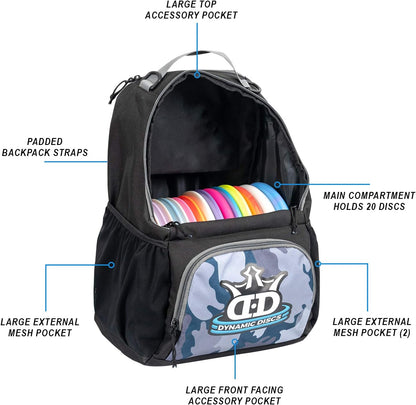 Cadet Disc Golf Bag - 17+ Discs Capacity - Beginner Disc Golf Accessories for Men - USA Business & Support - Includes Accessories Pouch & Water Bottle Holder - Lightweight & Durable