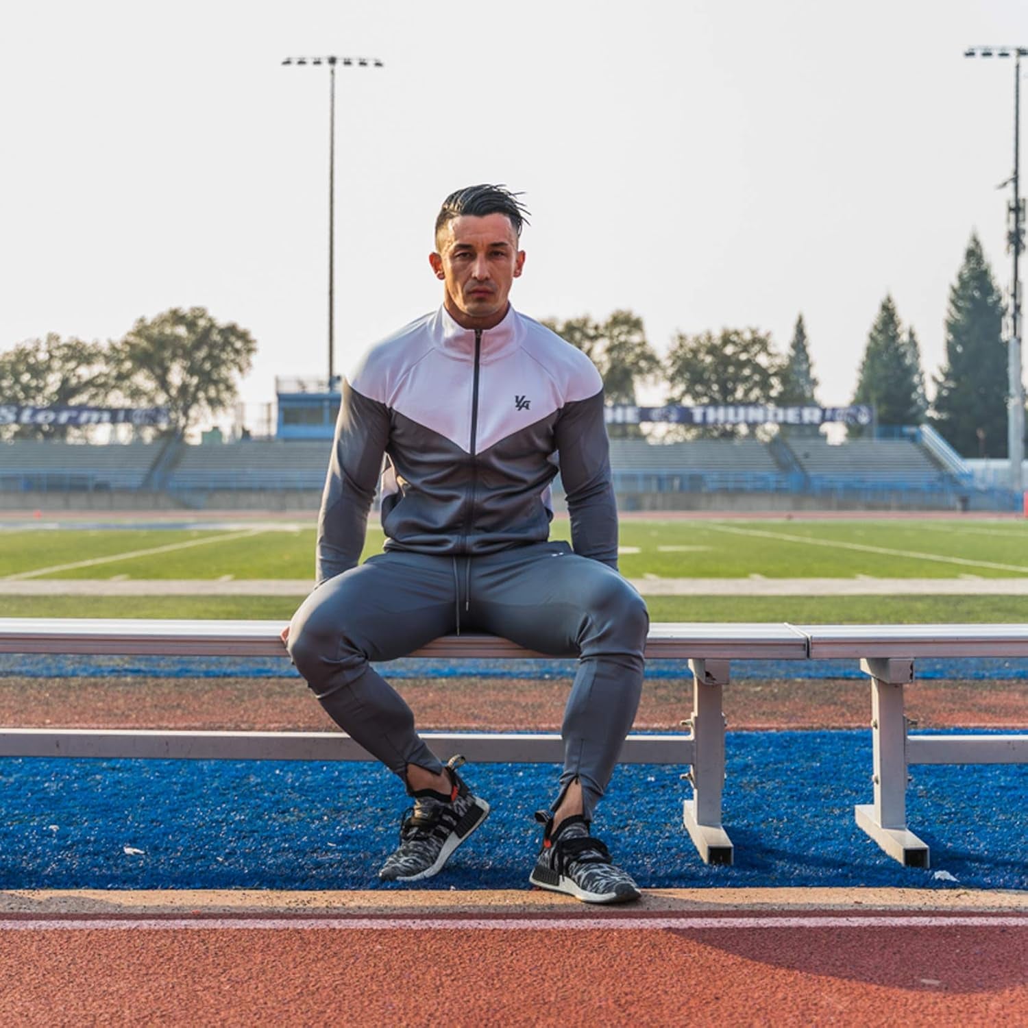 Gym Pants for Men | Slim Fit Tapered Sweatpants | Workout Track Joggers | Zipper Pockets Side Mesh 215 Gry XL Gray