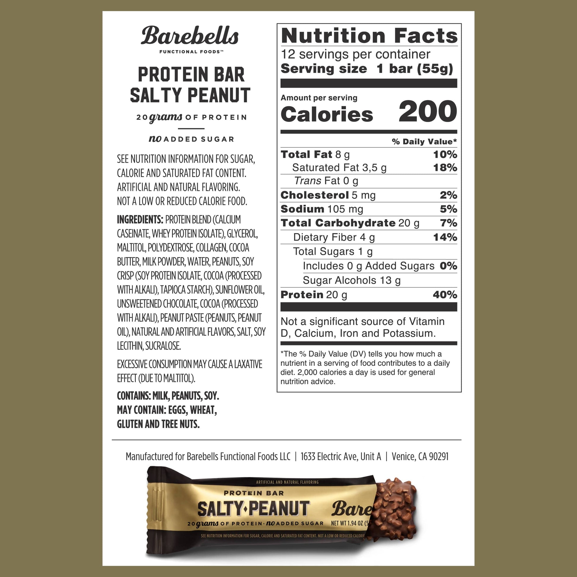 Protein Bars with 20G High Protein, 1.9Oz Bars, Salty Peanut - 12 Count