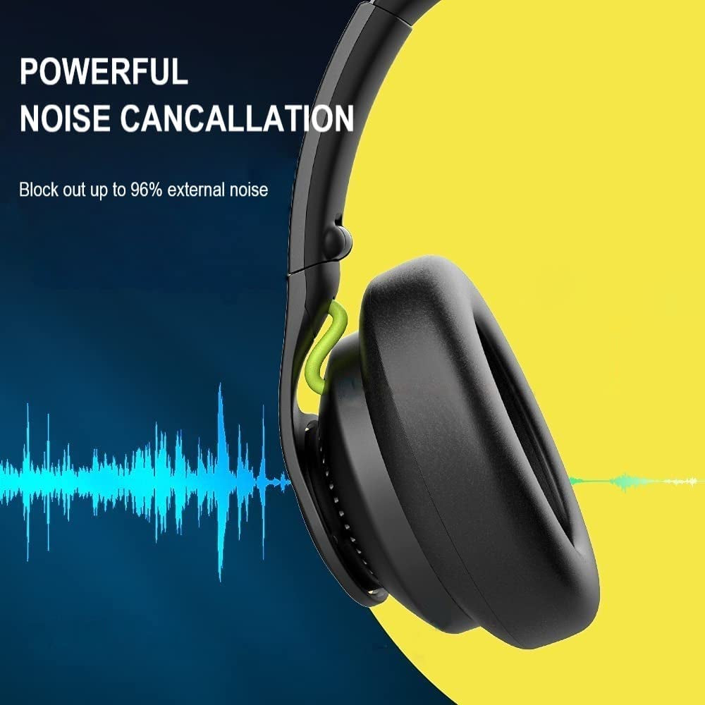 Trip Active Noise Cancelling Headphones with Independent Noise Reduction Chip, Bluetooth Wireless Headpones Built-In Mic and Ex Audio Cable, 40H Battery, Hands-Free Calls, Hifi Sound Quality