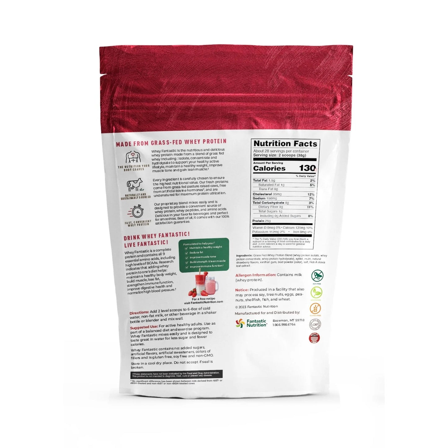 Strawberry Grass Fed Whey Protein Powder - 2.34Lb - 28 Servings