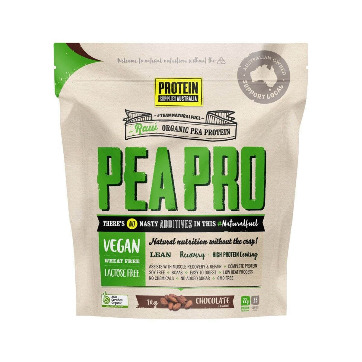 Protein Supplies Australia Pea Pro Protein Chocolate 1KG Organic Pea Protein