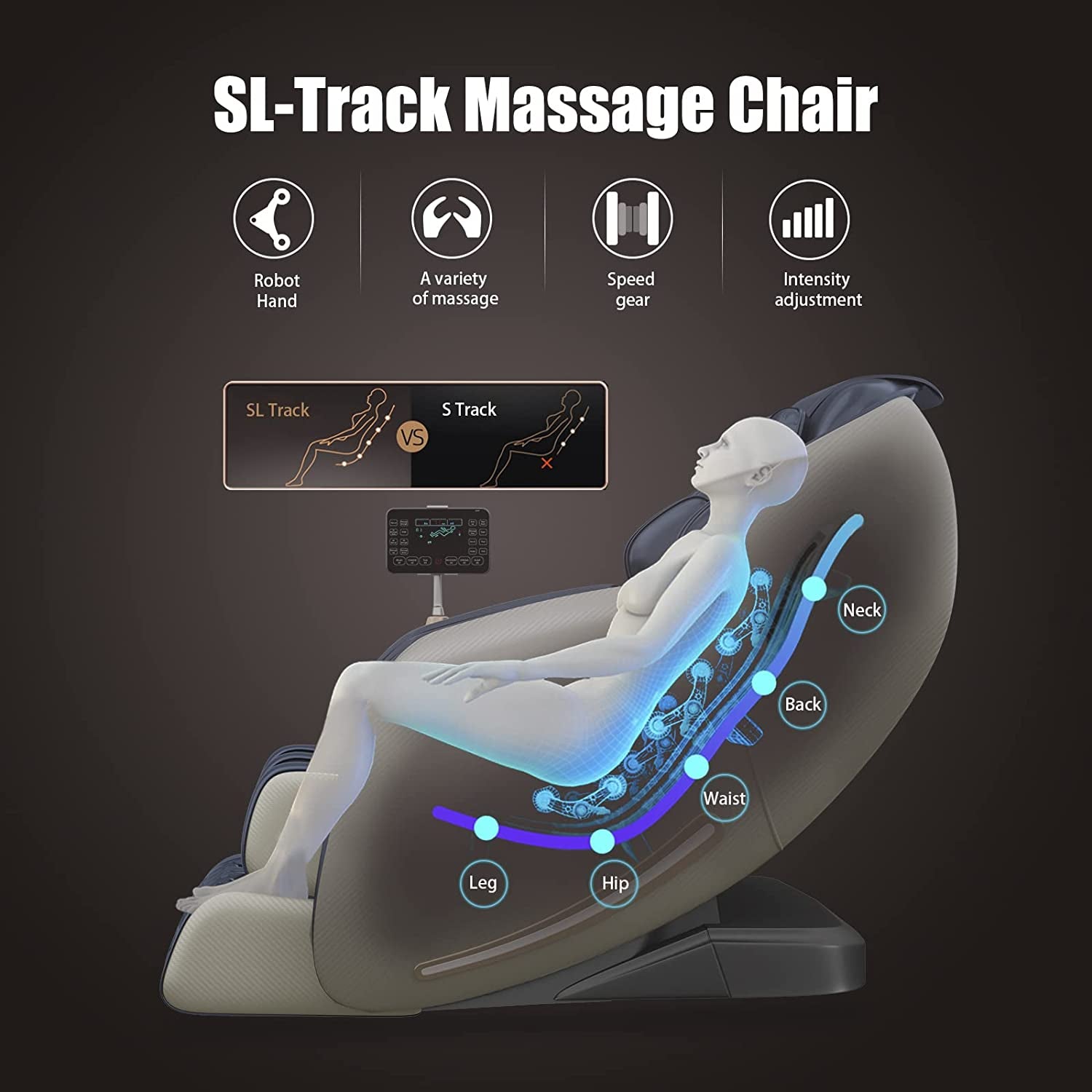 Massage Chair, Full Body Zero Gravity SL Track Massage Chair, Shiatsu Massage Chair Recliner with Heat Body Scan Foot Roller, Favor-06