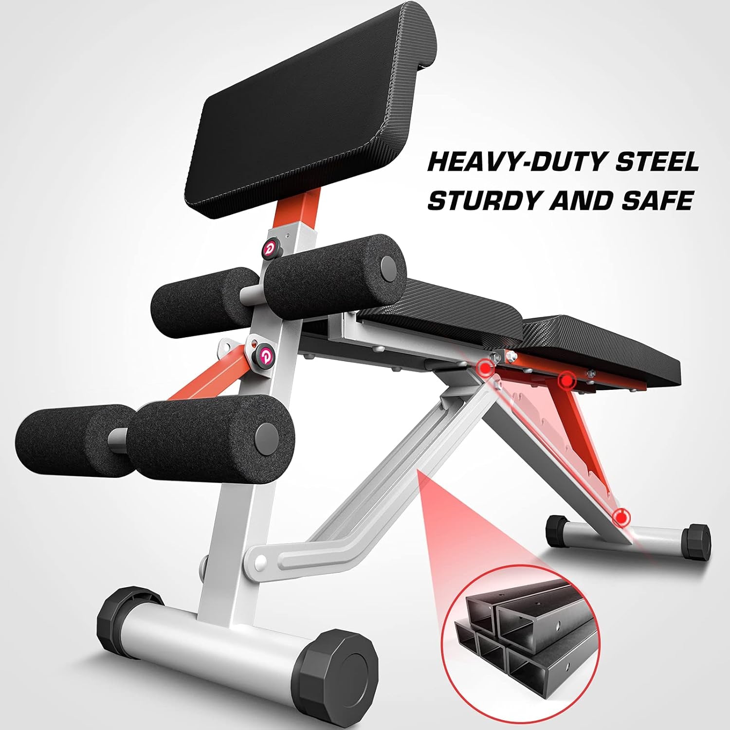 Adjustable Weight Bench Pro, Utility Workout Bench for Full Body Training, Multi-Purpose Foldable Incline/Decline Gym Bench with Arm Curl Bar, Olympic Weight Bench for Home, Lighting Sliver