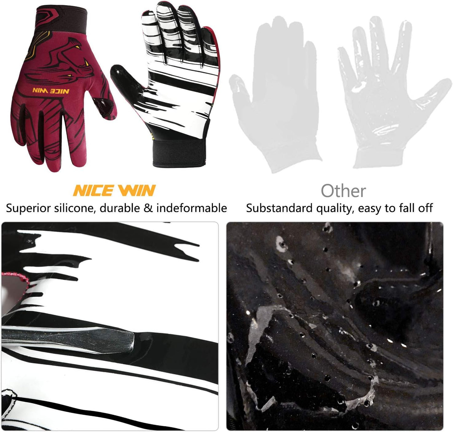 Football Gloves Youth Receiver Gloves for Kids