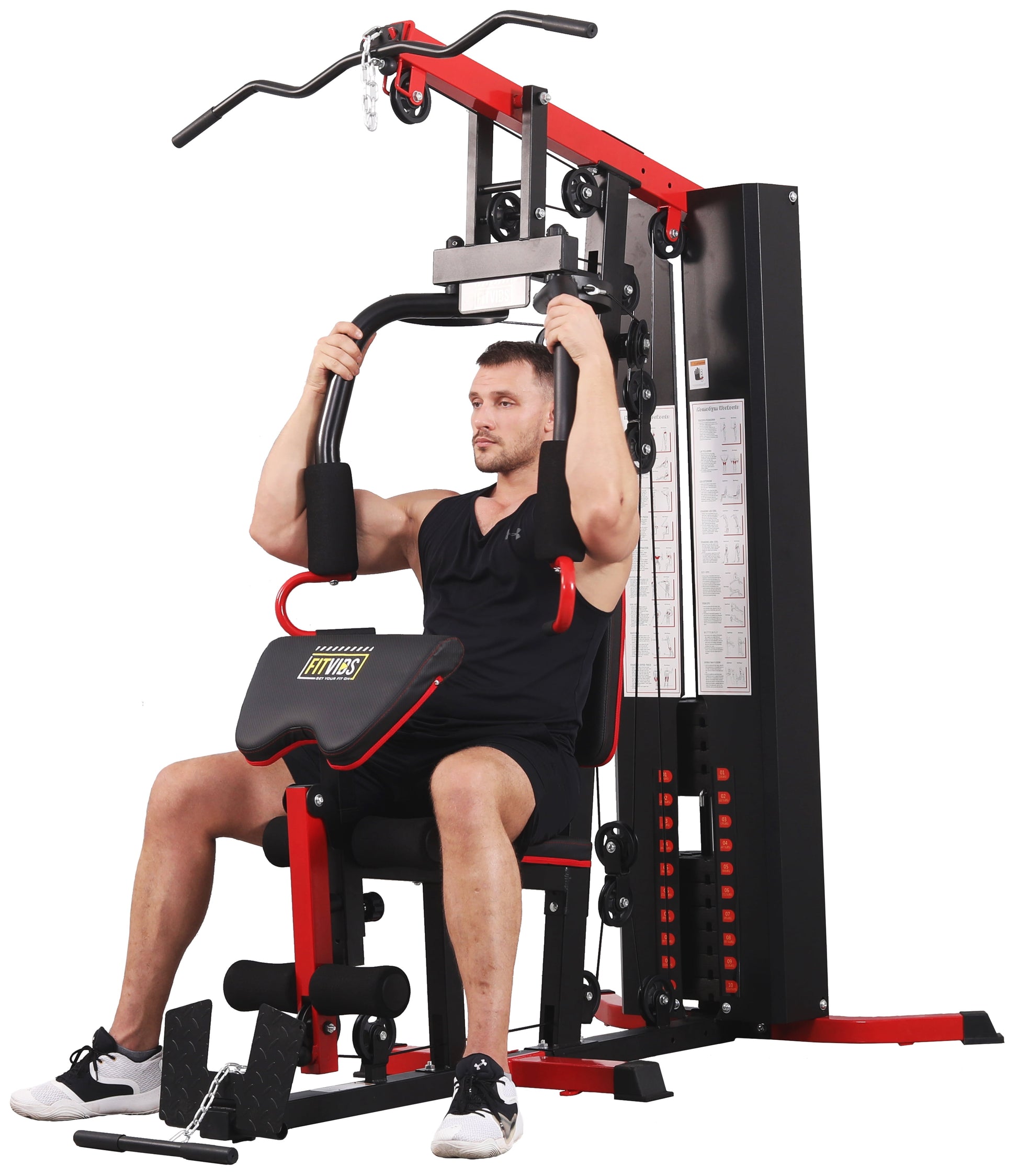 LX750 Multifunctional Full Home Gym System Workout Station with 122.5 Lbs Weight Stack, One Station, Comes with Installation Instruction Video, Ships in 5 Boxes