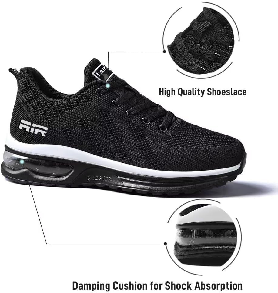 Womens Walking Shoes Lightweight Running Shoes Women’S Tennis Shoes Non Slip Air Shoes Breathable Mesh Air Cushion Sneakers for Gym Workout Sports