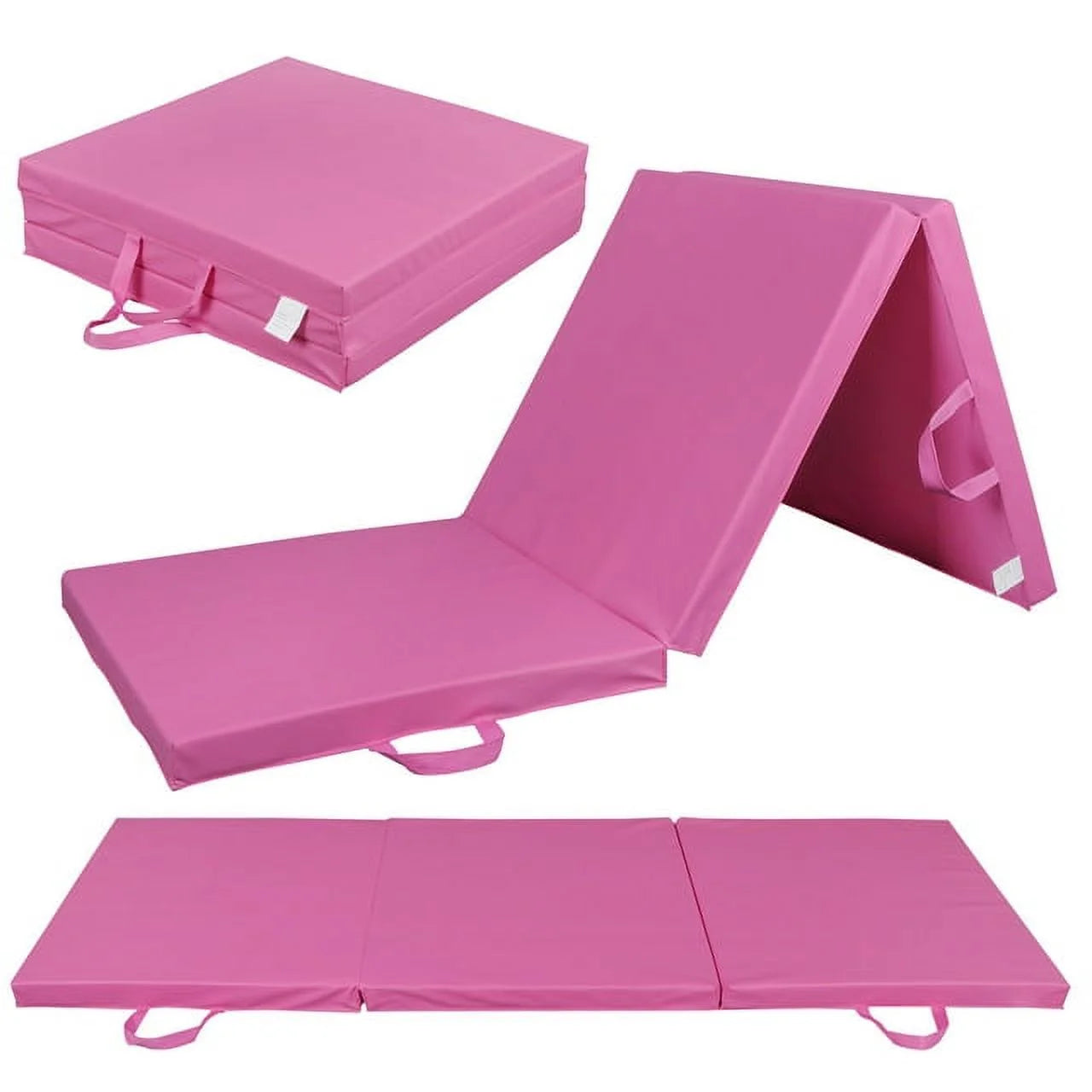 6 Ft. X 2 Ft. X 2 In. Tri-Fold Gymnastic Folding Exercise Aerobics Pink Stretching Yoga Mat