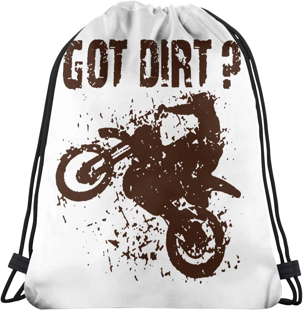 Got Dirt Bike Motorcross Racing Print Drawstring Backpack,Sackpack String Bag Cinch Water Resistant Nylon Beach Bag for Gym Shopping Sport Yoga