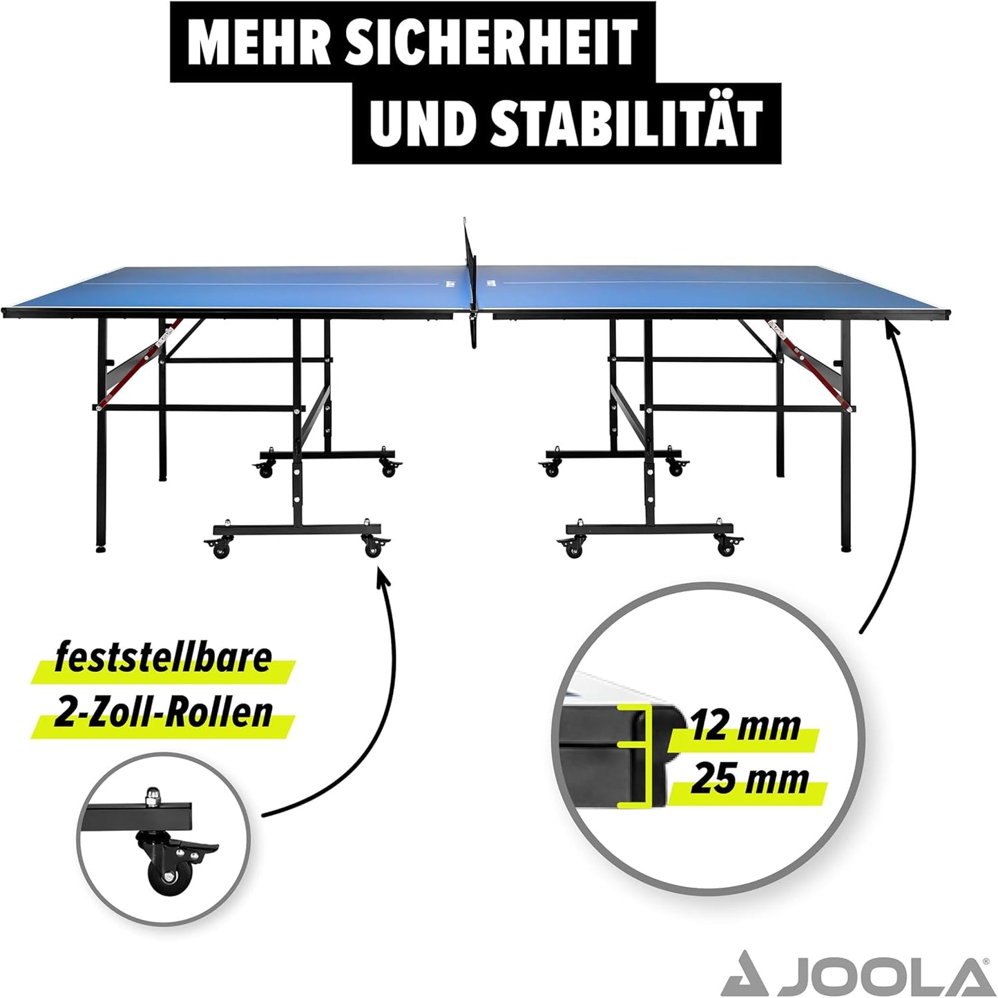 inside Professional MDF Indoor Ping Pong Table with Quick Clamp Table Tennis Net and Post Set - 10 Minute Easy Assembly - Tournament Quality - Foldable with Single Player Playback Mode