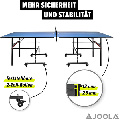 inside Professional MDF Indoor Ping Pong Table with Quick Clamp Table Tennis Net and Post Set - 10 Minute Easy Assembly - Tournament Quality - Foldable with Single Player Playback Mode