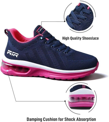 Womens Walking Shoes Lightweight Running Shoes Women’S Tennis Shoes Non Slip Air Shoes Breathable Mesh Air Cushion Sneakers for Gym Workout Sports