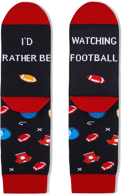 Men'S Football Sport Socks-Funny Saying I'D Rather Be Watching Football Socks for Football Lover