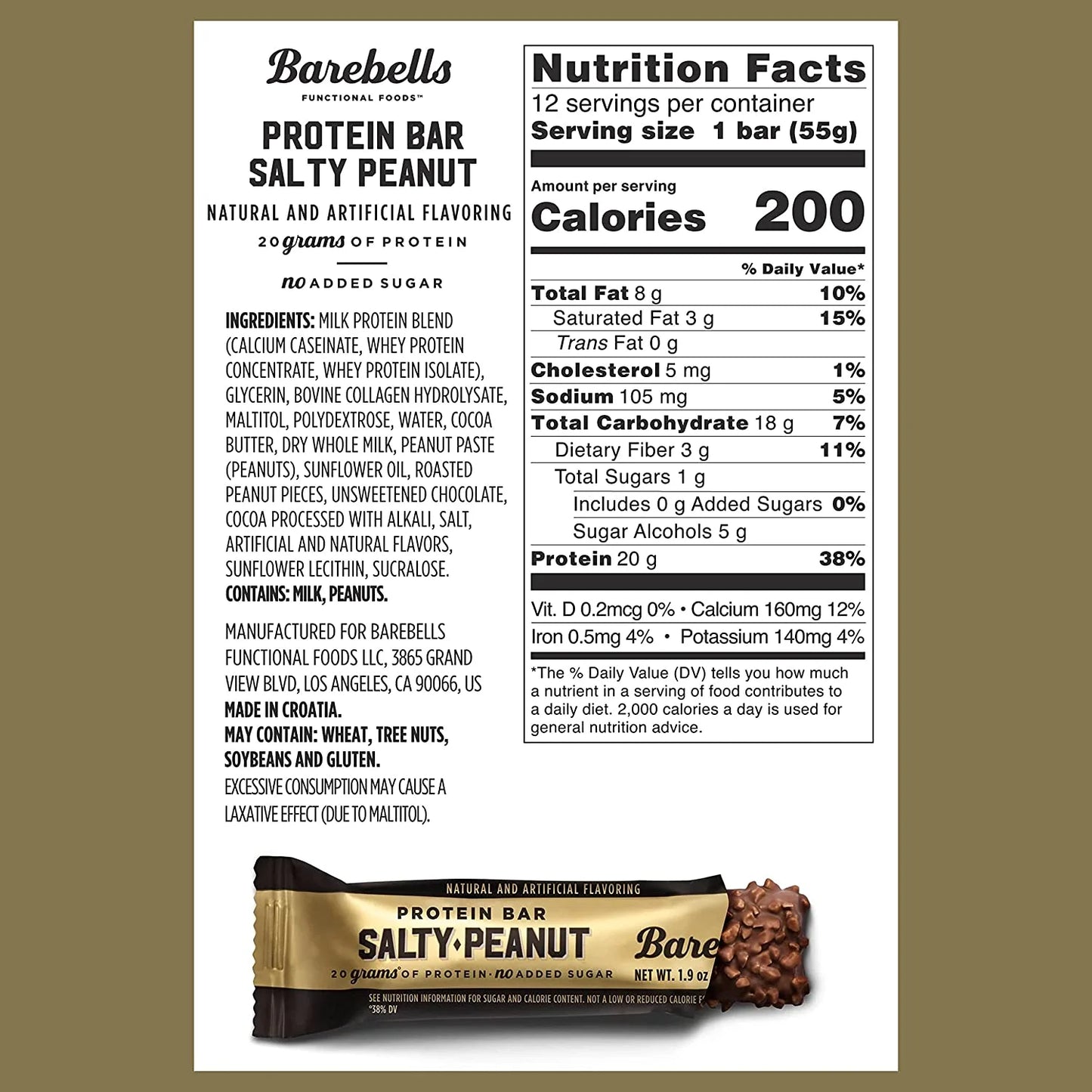 Protein Bars with 20G High Protein, 1.9Oz Bars, Salty Peanut - 12 Count