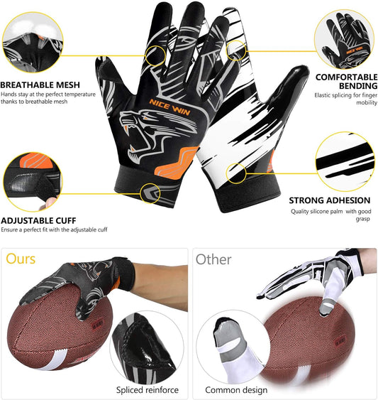 Football Gloves Adult Football Receiver Gloves for Men and Women