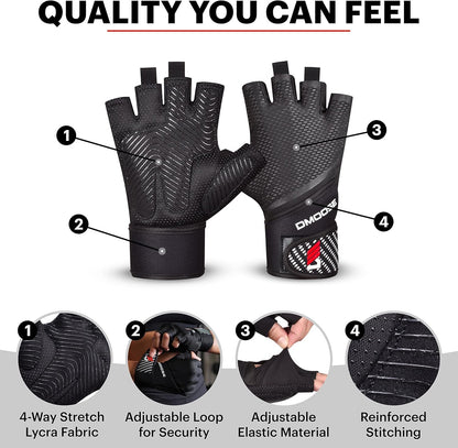 Workout Gloves - Gym Gloves for Weightlifting, Training, Pull-Ups, and Fitness - Weight Lifting Gloves for Men & Women - with or without Wrist Support - Breathable Training Gloves