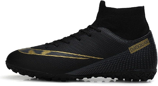 Big Boys Girls Soccer Football Lighweight Durable Turf Football Shoes Anti-Slip Soccer Outdoor Performance Firm Cleats Shoes (Black, Numeric_7_Point_5)