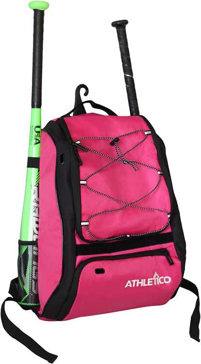 Baseball Bat Bag - Backpack for Baseball, T-Ball & Softball Equipment & Gear for Youth and Adults | Holds Bat, Helmet, Glove, & Shoes |Shoe Compartment & Fence Hook