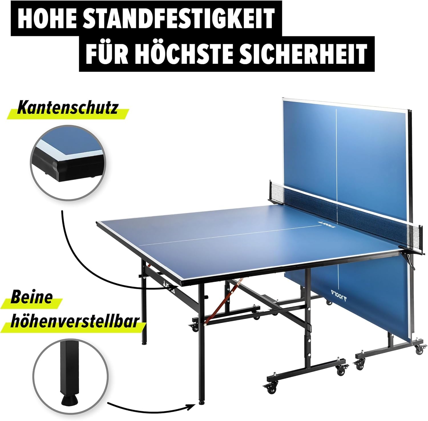 inside Professional MDF Indoor Ping Pong Table with Quick Clamp Table Tennis Net and Post Set - 10 Minute Easy Assembly - Tournament Quality - Foldable with Single Player Playback Mode